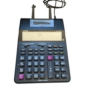 Casio Mini Desktop Printing Calculator HR-170RC AC Adapter Color Print Tested